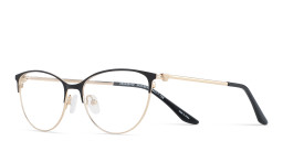 Shop TRICE Logo Cat-Eye Eyeglasses in Gold Black online.