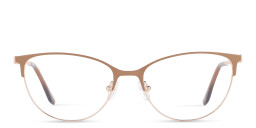 Shop TRICE Logo Cat-Eye Eyeglasses in Beige & Rose Gold online.
