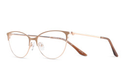 Shop TRICE Logo Cat-Eye Eyeglasses in Beige & Rose Gold online.