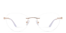 Shop TRICE Logo Rimless Cat-Eye Eyeglasses in Gold online.