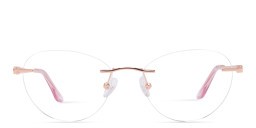 Shop TRICE Logo Rimless Cat-Eye Eyeglasses in Yellow Gold online.