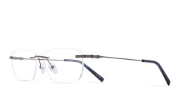 TRICE Logo Rimless Rectangle Eyeglasses in Gunmetal – Product Photo 2