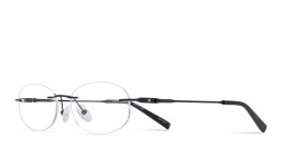 Shop TRICE Logo Rimless Oval Eyeglasses in Black online.