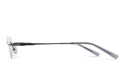 Shop TRICE Logo Rimless Oval Eyeglasses in Gunmetal online.