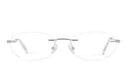 Shop TRICE Logo Rimless Oval Eyeglasses in Silver online.