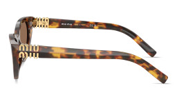 Shop MIU MIU Vertical Logo Cat-Eye Sunglasses in Havana Honey online.