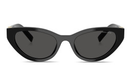 Shop MIU MIU Vertical Logo Cat-Eye Sunglasses in Black online.