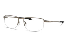 Shop Oakley Addams 0.5 Half-Rim Rectangle Eyeglasses in Pewter online.