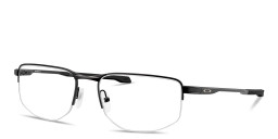 Shop Oakley Addams 0.5 Wide Half-Rim Rectangle Eyeglasses in Black online.