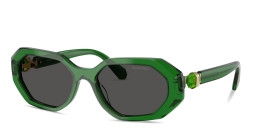 Swarovski Crystal-Embellished Irregular Sunglasses in Green – Product Photo 2