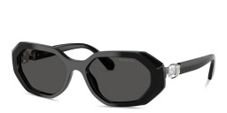 Swarovski Crystal-Embellished Irregular Sunglasses in Black – Product Photo 2
