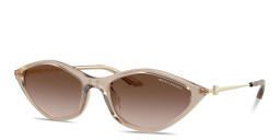 Shop Armani Exchange A|X Logo Irregular Sunglasses in Beige online.