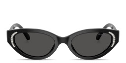 Swarovski Crystal-Embellished Oval Sunglasses in Black – Product Photo 1