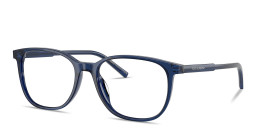 Shop Dolce & Gabbana Logo Lettering Square Eyeglasses in Blue online.