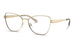 Shop Michael Kors Paris Wide Cat-Eye Eyeglasses in Gold online.