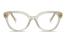 Shop Swarovski Crystal Round Eyeglasses in Beige online.