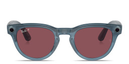 Ray-Ban Meta Headliner Unisex Panthos Sunglasses in Shiny Jeans   /Dusty Red – Product Photo 2