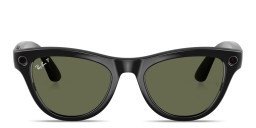 Shop Ray-Ban Meta Skyler Unisex Cat-Eye Sunglasses in Shiny Black/G 15 Green online.