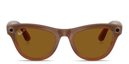 Shop Ray-Ban Meta Skyler Unisex Cat-Eye Sunglasses in Shiny Caramel /Brown online.