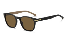 Shop Hugo Boss Logo Square Sunglasses in Black online.