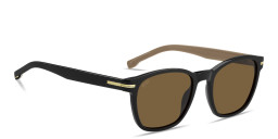 Shop Hugo Boss Logo Square Sunglasses in Black online.