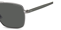 Shop Hugo Boss Logo Signature Aviator Sunglasses in Shiny Gunmetal online.