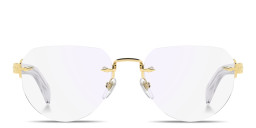 Shop DAVID BECKHAM Talisman Rimless Pilot Eyeglasses in Gold online.