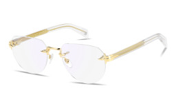 Shop DAVID BECKHAM Talisman Rimless Pilot Eyeglasses in Gold online.