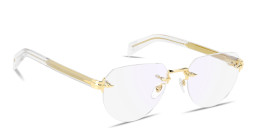 Shop DAVID BECKHAM Talisman Rimless Pilot Eyeglasses in Gold online.