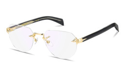 Shop DAVID BECKHAM Talisman Rimless Pilot Eyeglasses in Polished Gold online.