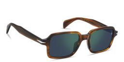 Shop DAVID BECKHAM Talisman Rectangle Sunglasses in Brown Horn online.