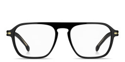 Shop Hugo Boss Logo Lettering Rectangle Eyeglasses in Black online.