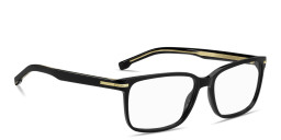 Shop Hugo Boss Logo Lettering Wide Rectangle Eyeglasses in Black online.