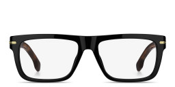 Shop Hugo Boss Logo Lettering Rectangle Eyeglasses in Black online.