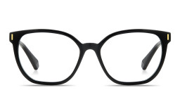 Shop Polaroid Logo Lettering Square Eyeglasses in Black online.