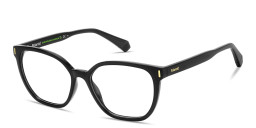 Shop Polaroid Logo Lettering Square Eyeglasses in Black online.