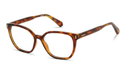 Shop Polaroid Logo Lettering Square Eyeglasses in Havana online.