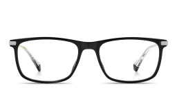 Shop Polaroid Engraved Logo Rectangle Eyeglasses in Black online.