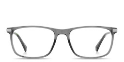 Shop Polaroid Engraved Logo Rectangle Eyeglasses in Transparent Grey online.