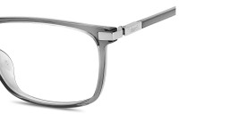 Shop Polaroid Engraved Logo Rectangle Eyeglasses in Transparent Grey online.