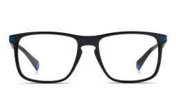 Shop Polaroid Logo Lettering Rectangle Eyeglasses in Black online.