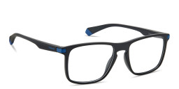 Shop Polaroid Logo Lettering Rectangle Eyeglasses in Black online.