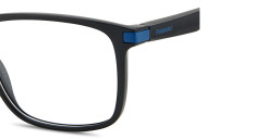 Shop Polaroid Logo Lettering Rectangle Eyeglasses in Black online.