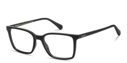 Shop Polaroid Logo Lettering Rectangle Eyeglasses in Black online.