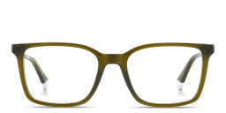 Shop Polaroid Logo Lettering Rectangle Eyeglasses in Transparent Olive online.