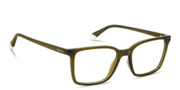 Shop Polaroid Logo Lettering Rectangle Eyeglasses in Transparent Olive online.