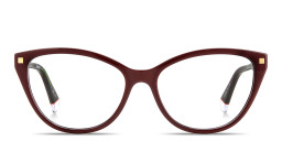 Shop Polaroid Logo Lettering Wide Cat-Eye Eyeglasses in Burgundy online.