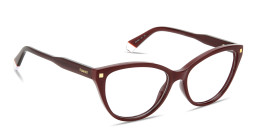 Shop Polaroid Logo Lettering Wide Cat-Eye Eyeglasses in Burgundy online.