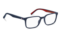 Shop Tommy Hilfiger Logo Rectangle Eyeglasses in Blue online.