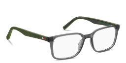Shop Tommy Hilfiger Logo Rectangle Eyeglasses in Matte Grey online.